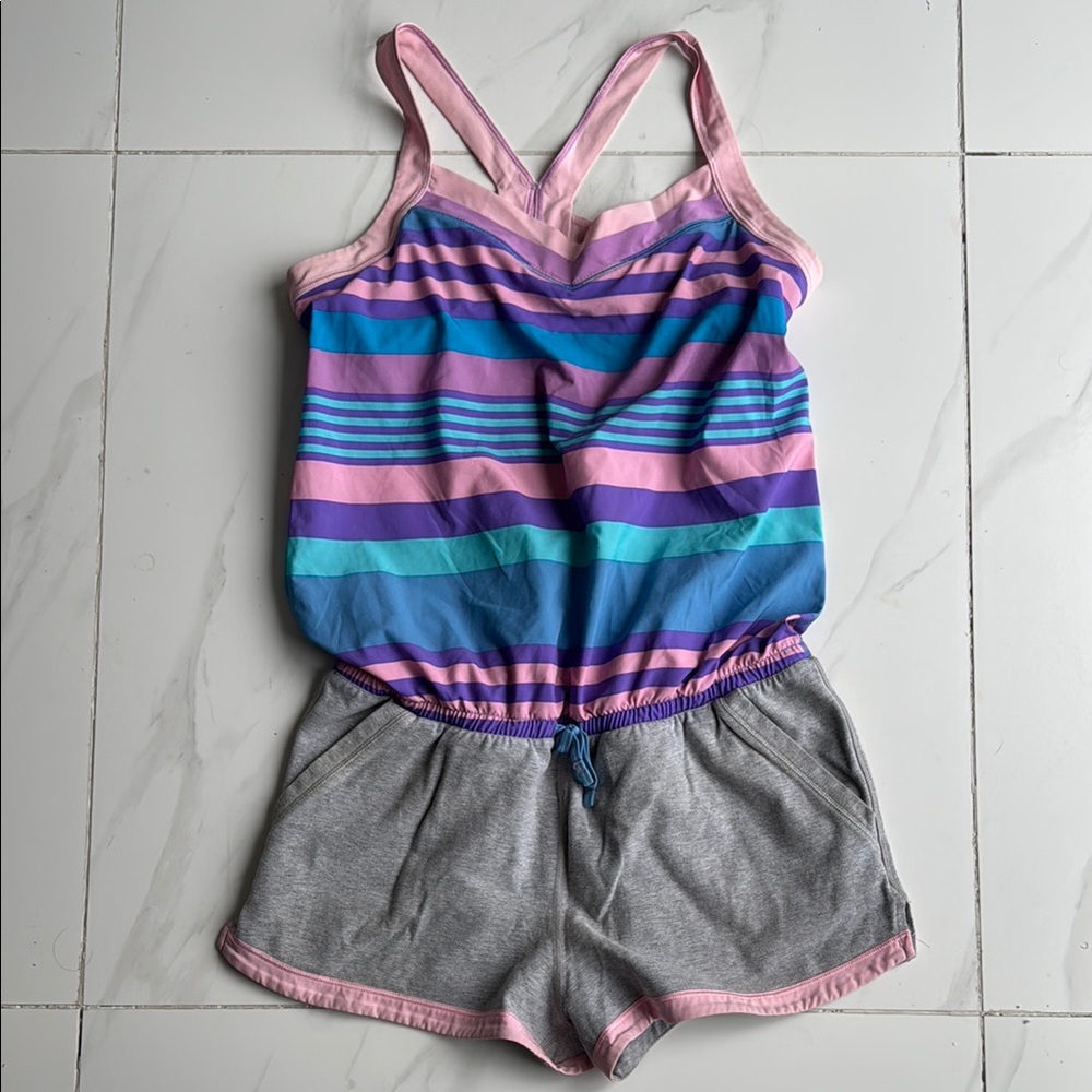 Striped Pink and Blue Romper